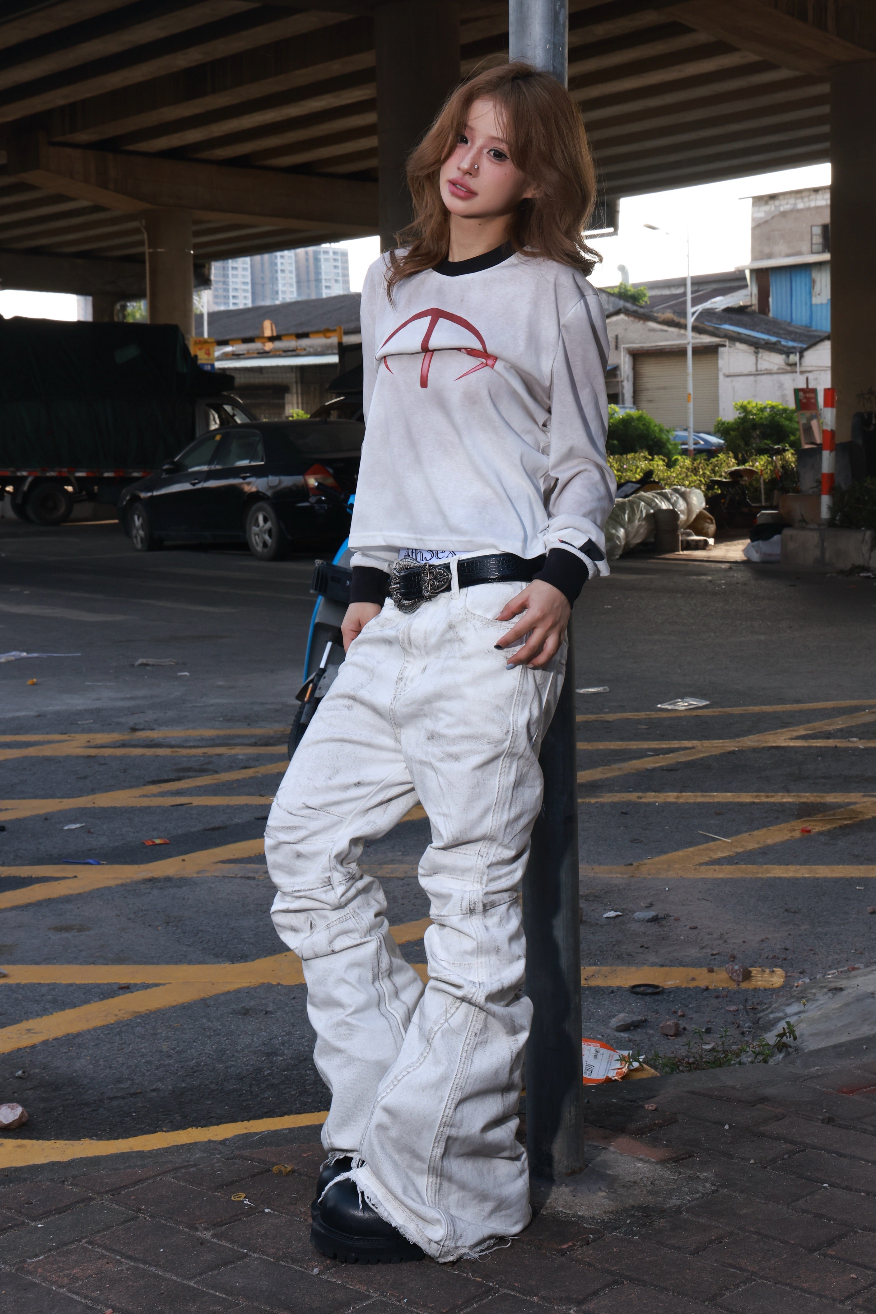 メンズ Rebel wave flare denim