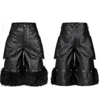 Detachable Waxed Cropped Leather Pants