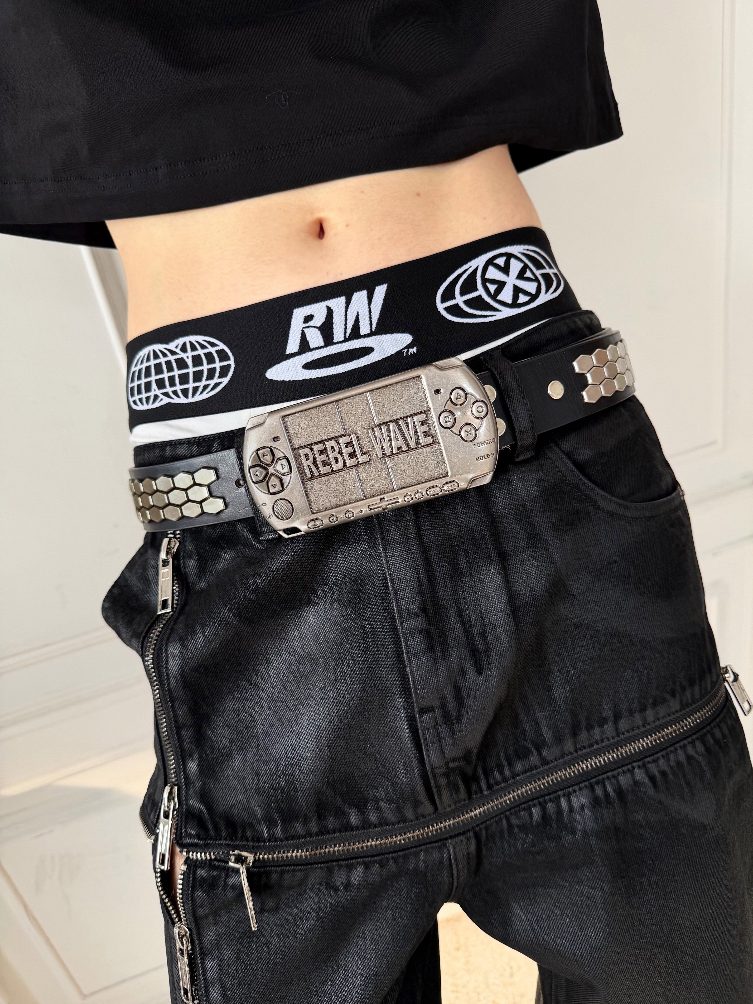 PSP‑Inspired Studded Genuine Leather Belt
