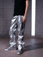 "ф" Silver Liquid Leather Pants
