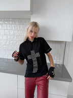 Cross Rivet Detail Polo Short Sleeve T-shirt