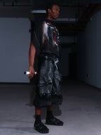 Detachable Waxed Cropped Leather Pants