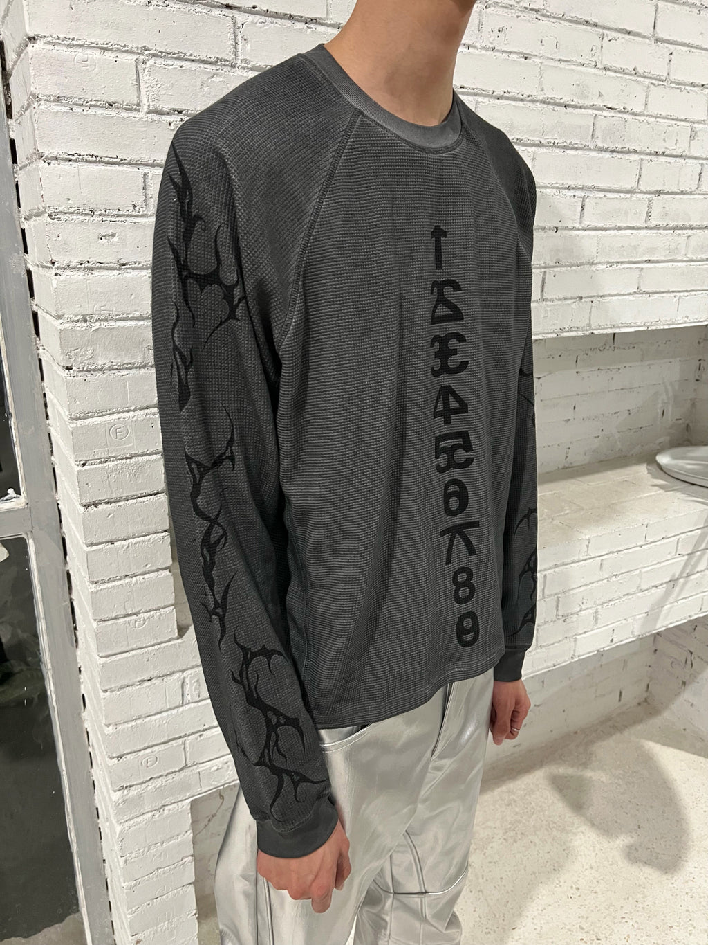 Digital Sanskrit Print Long Sleeve T-Shirt