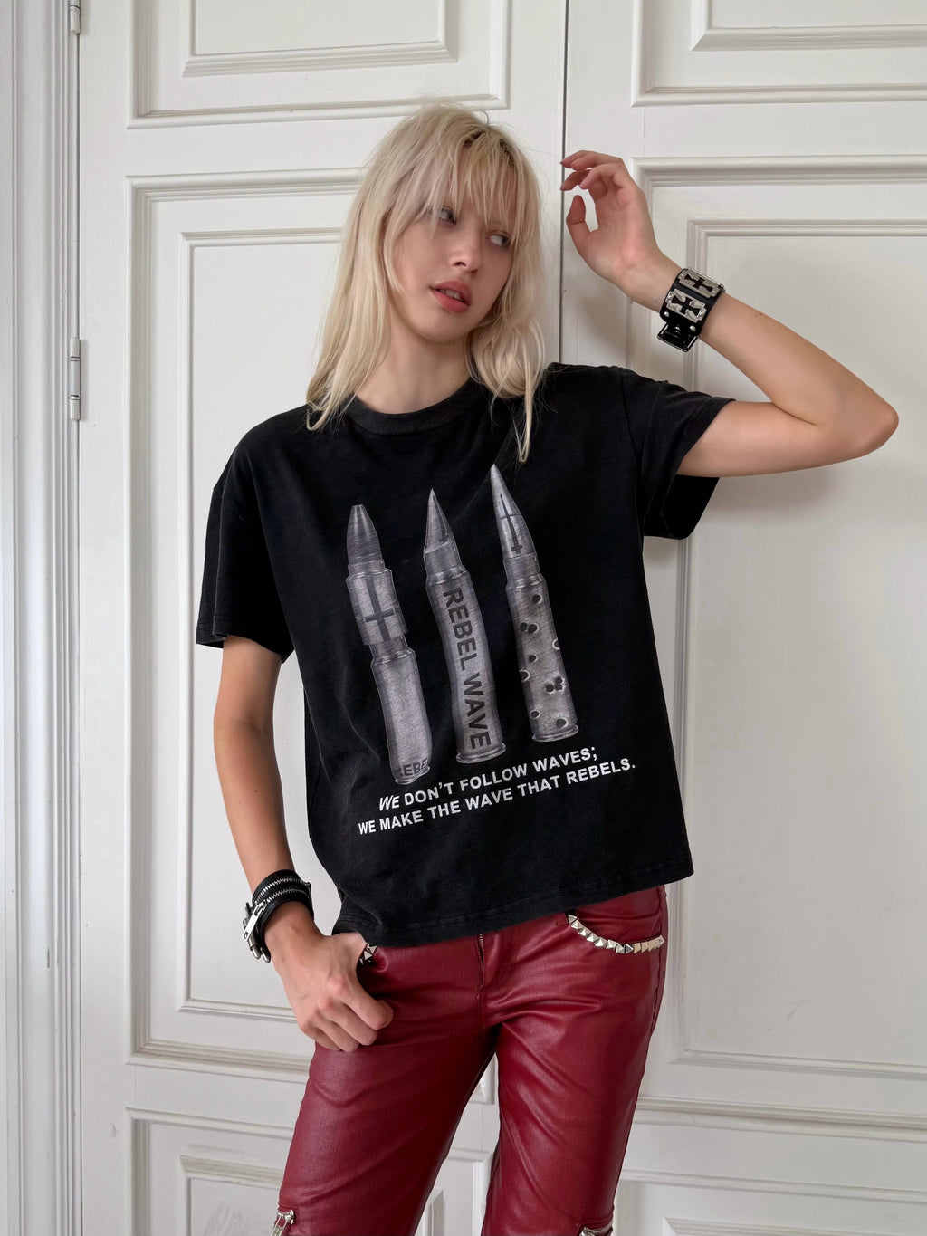 Bullet Print Washed Short Sleeve Tee