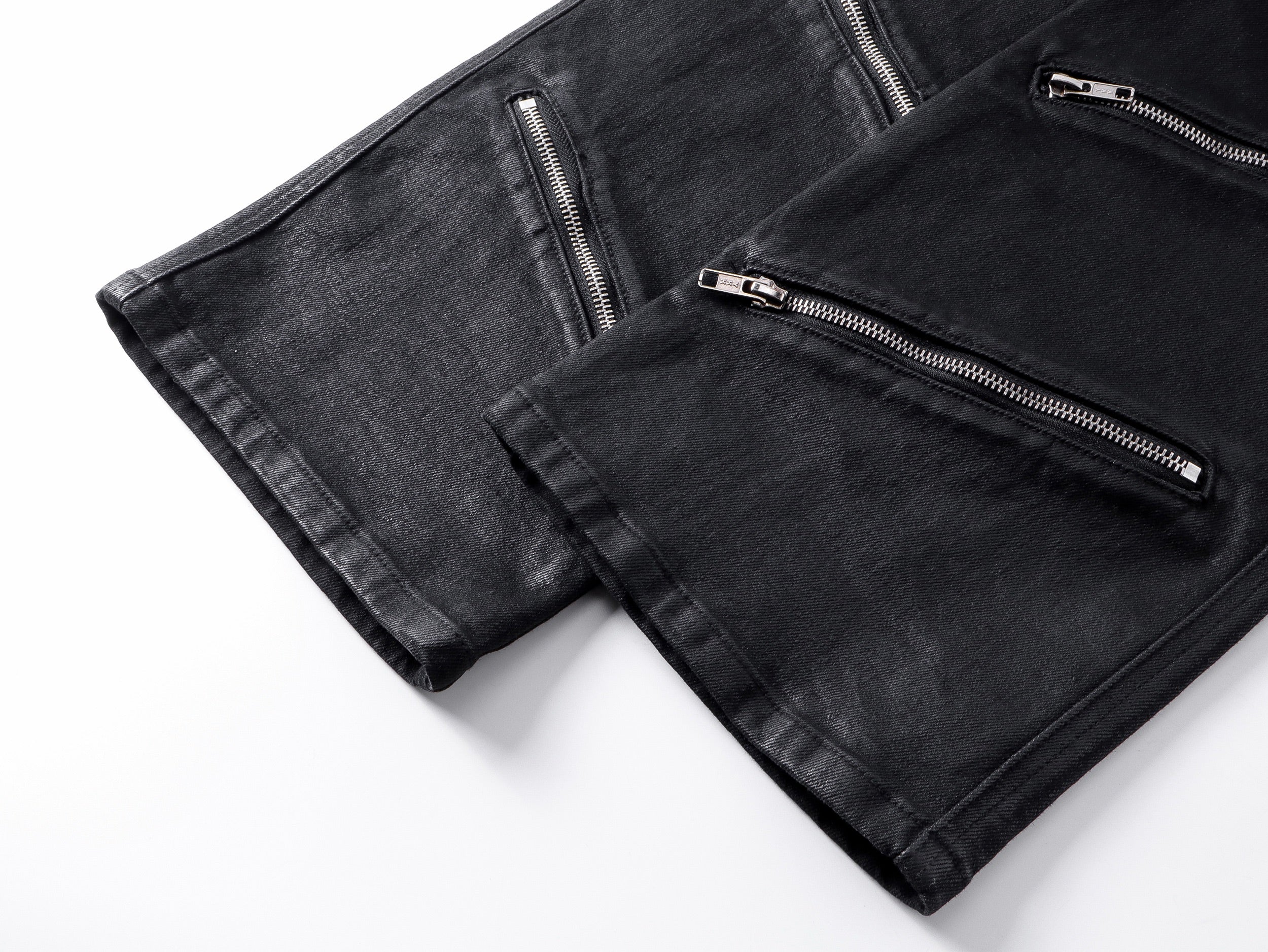 "ZIP" Multi-zipper Wax Pants