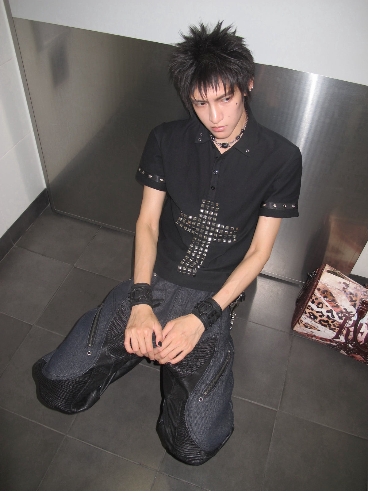 Cross Rivet Detail Polo Short Sleeve T-shirt