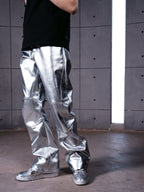 "ф" Silver Liquid Leather Pants