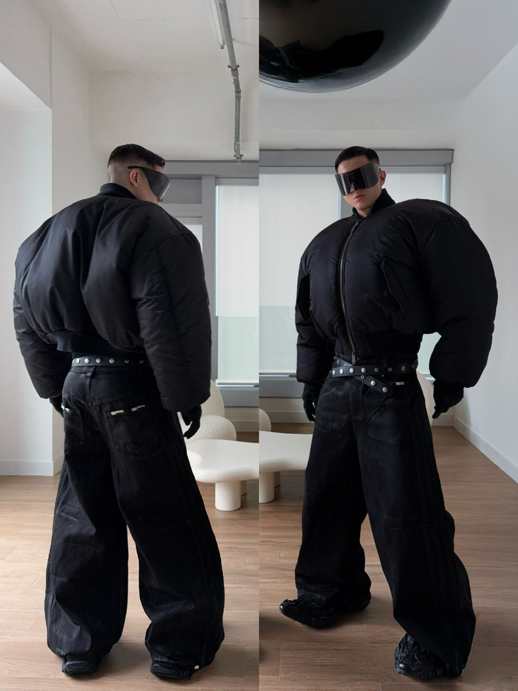 Hand-Waxed Damaged Wide-Leg Pants
