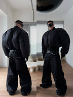 Hand-Waxed Damaged Wide-Leg Pants