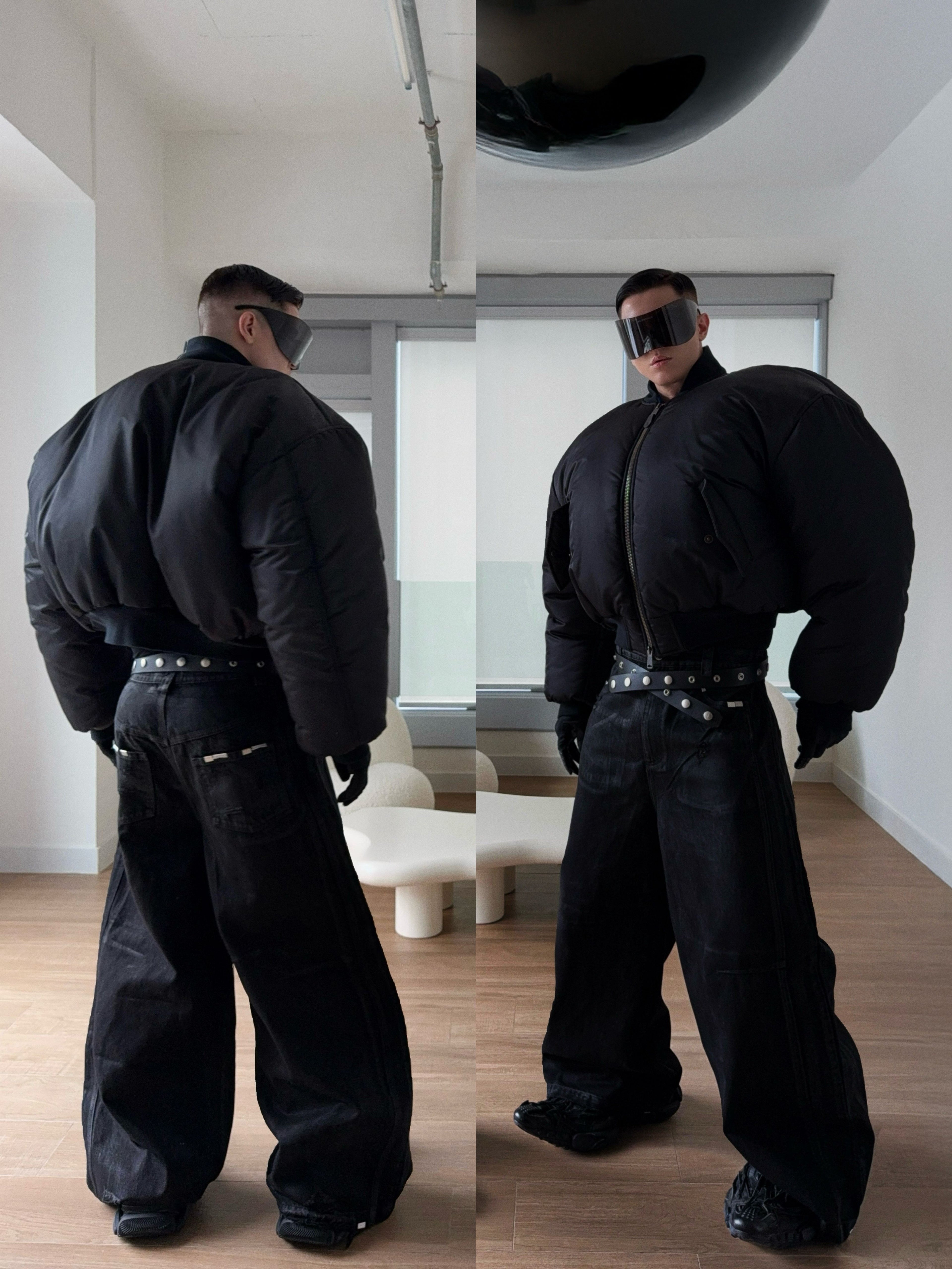 Hand-Waxed Damaged Wide-Leg Pants