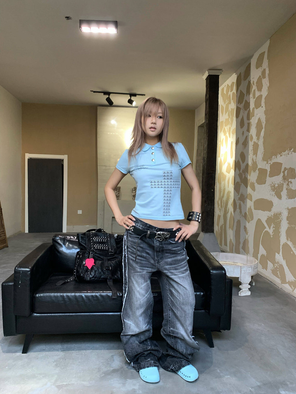 Lightning Washed Frayed Hem Jeans