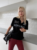 Leopard Flag Print Short Sleeve Polo Tee