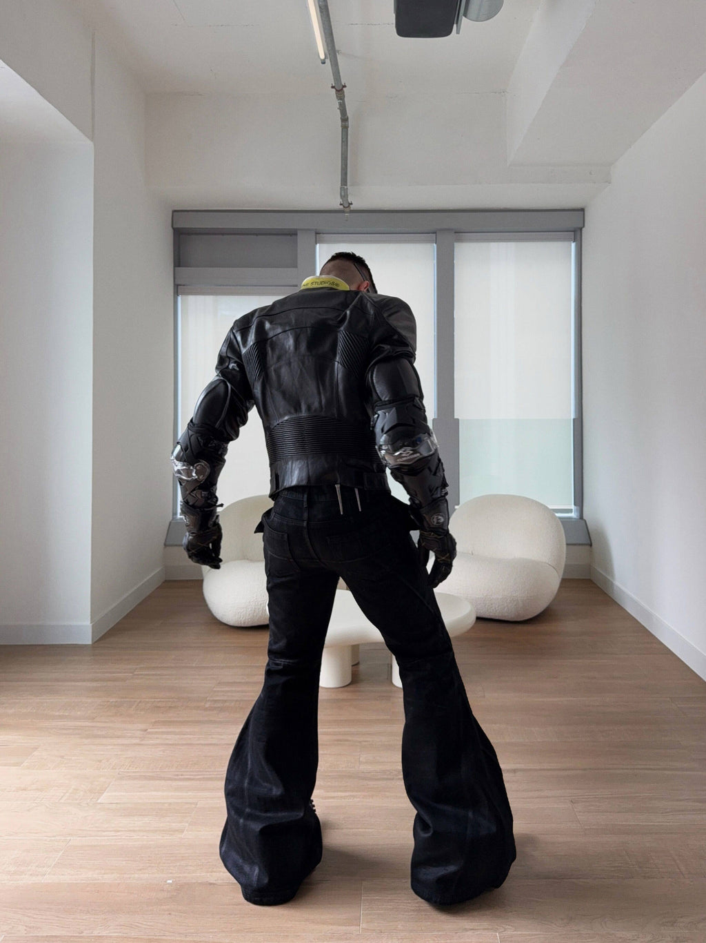 Hand-Painted Waxed Flare Pants