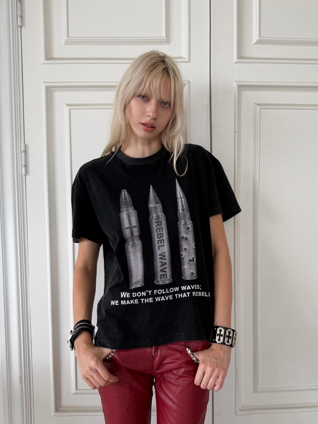 Bullet Print Washed Short Sleeve Tee