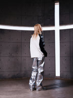 "ф" Silver Liquid Leather Pants