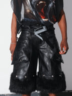 Detachable Waxed Cropped Leather Pants