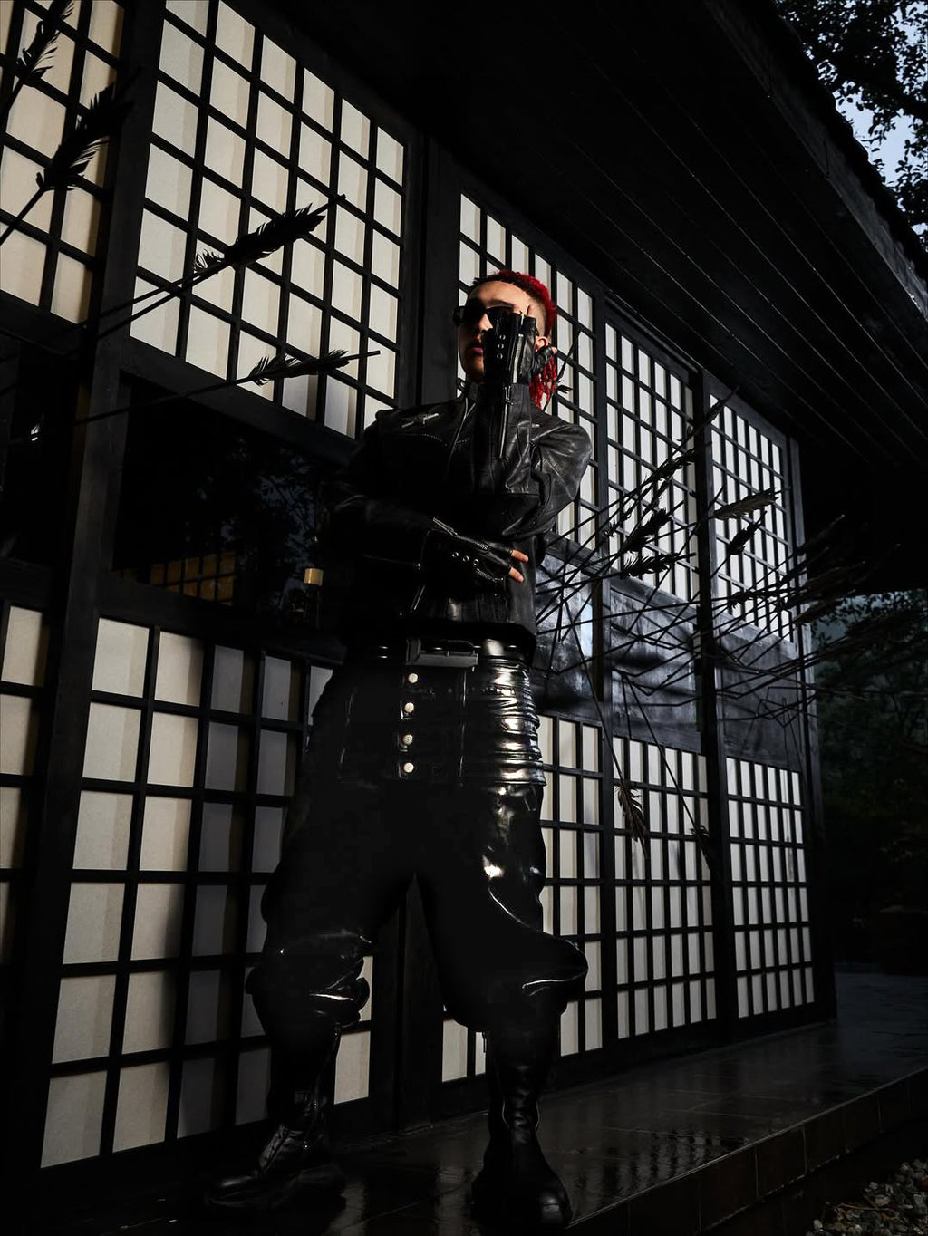Multi-Waist Coated Biker Pants