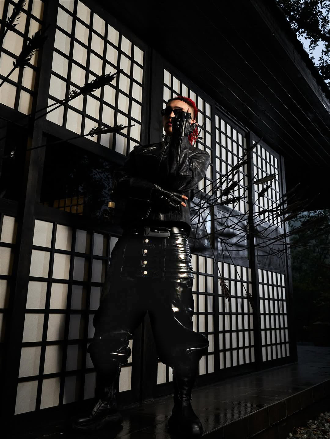 Multi-Waist Coated Biker Pants