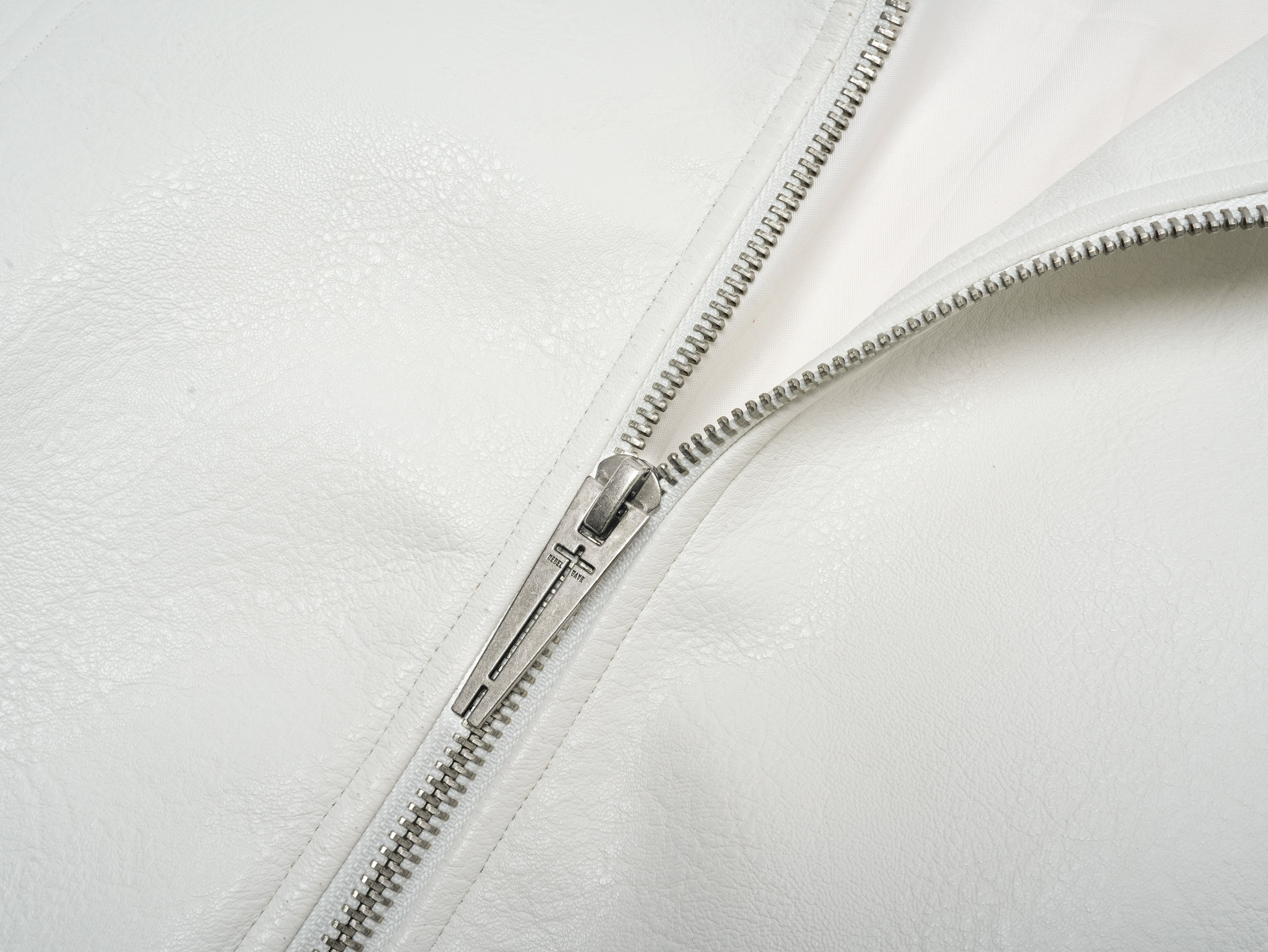White Devil Faux Fur Collar Leather Jacket