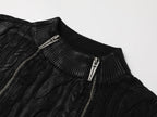 Waxed Cable Knit Sweater, Knit Outer Top with Multi-Zipper Design