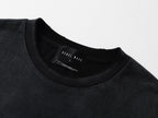 Washed Russian Letter Print Distressed Short-Sleeve Tee