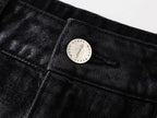 Cross‑Stitch Zip Waxed Denim Flare Pants