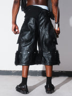 Detachable Waxed Cropped Leather Pants