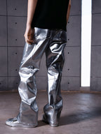 "ф" Silver Liquid Leather Pants