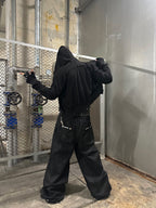 Hand-Waxed Damaged Wide-Leg Pants