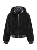 Faux Fur & Leather Hooded Jacket