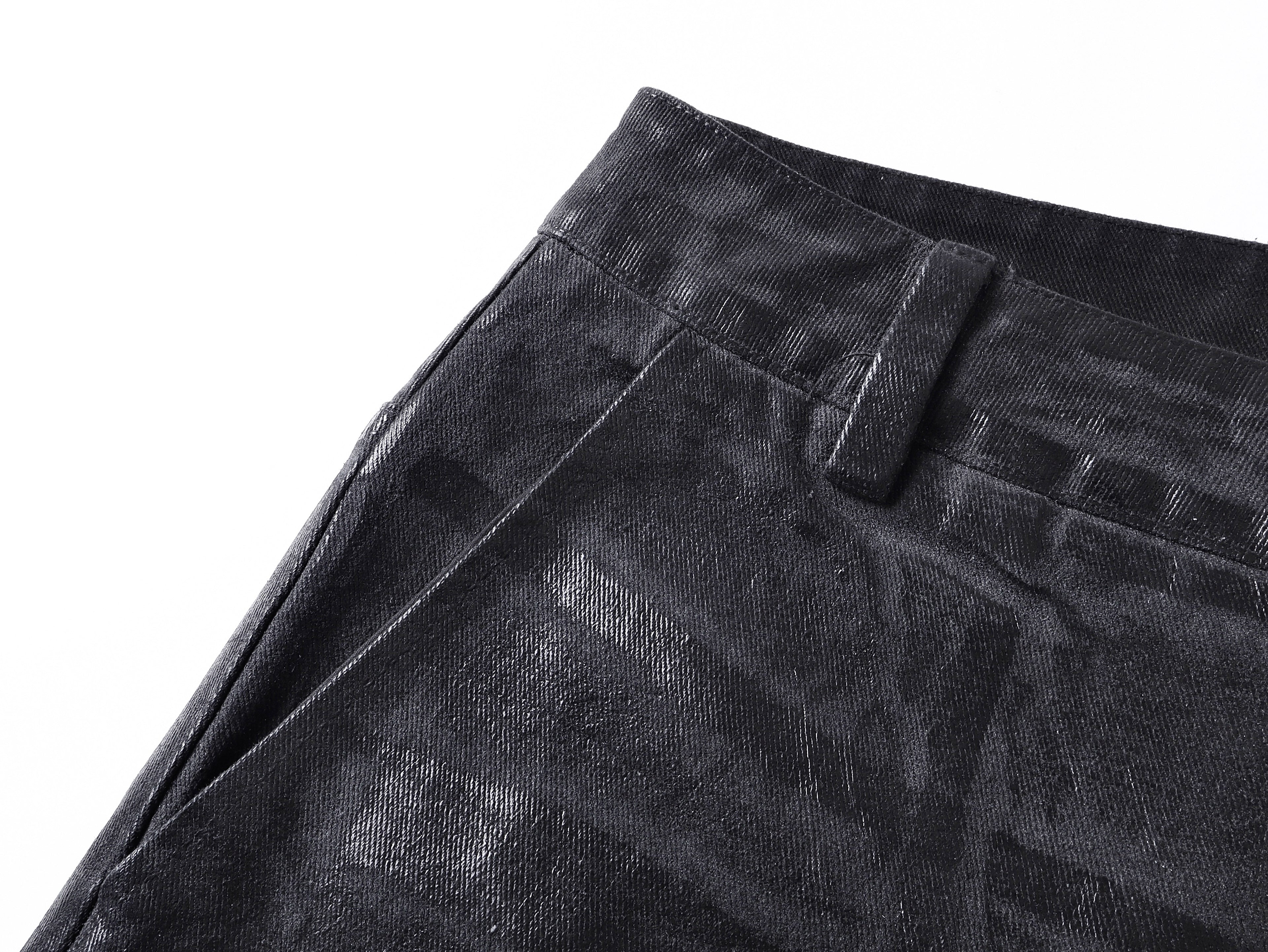 Crack Pattern Waxed Pants