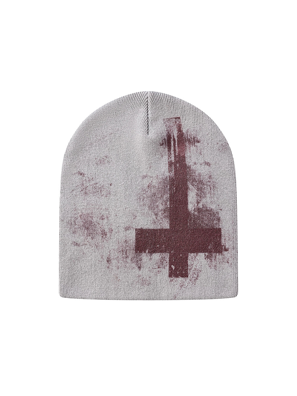 Red Cross Print Beanie Knit Hat