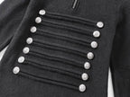 Napoleon Court Standing Collar Double-Breasted Terry Cloth Long Sleeve Jacket