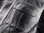 Splatter Distressed Patchwork Croc Leather Jacket, Mixed-Leather Denim Outerwear
