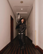 Multi-Waist Coated Biker Pants