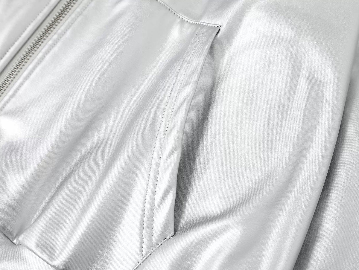 Silver Zip-Up Hoodie