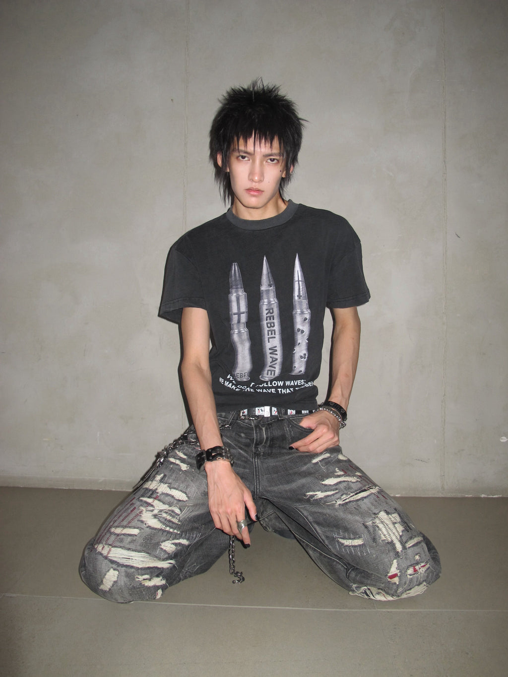 Bullet Print Washed Short Sleeve Tee