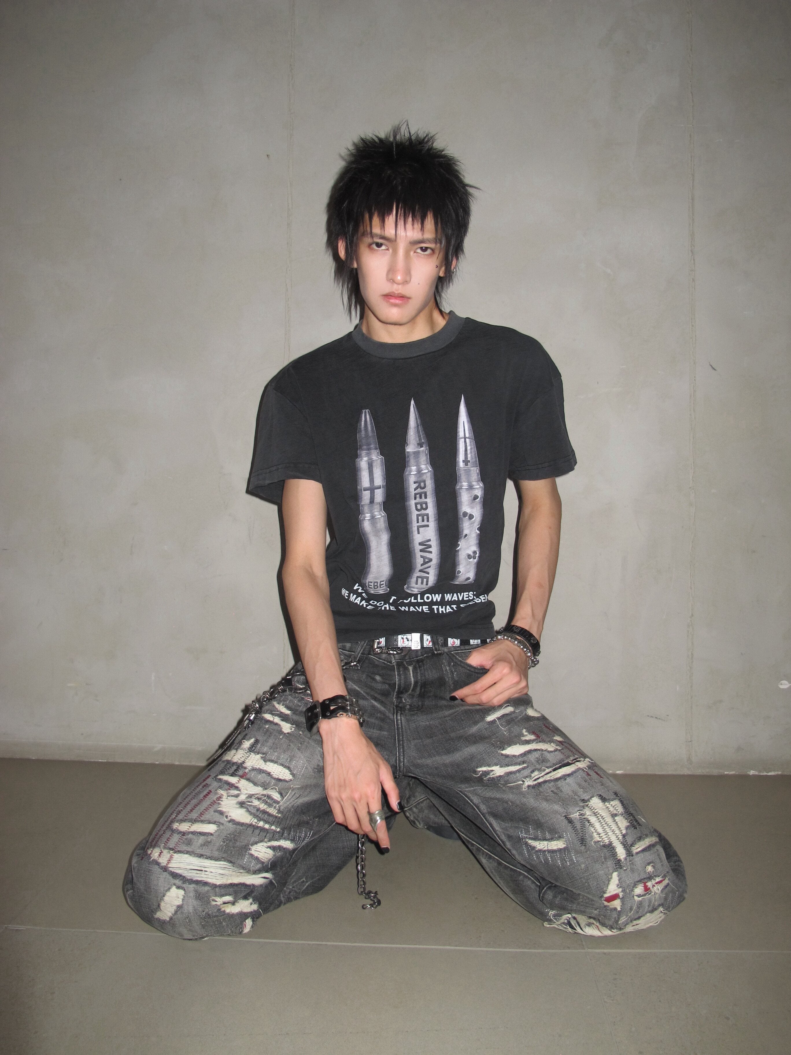 Bullet Print Washed Short Sleeve Tee