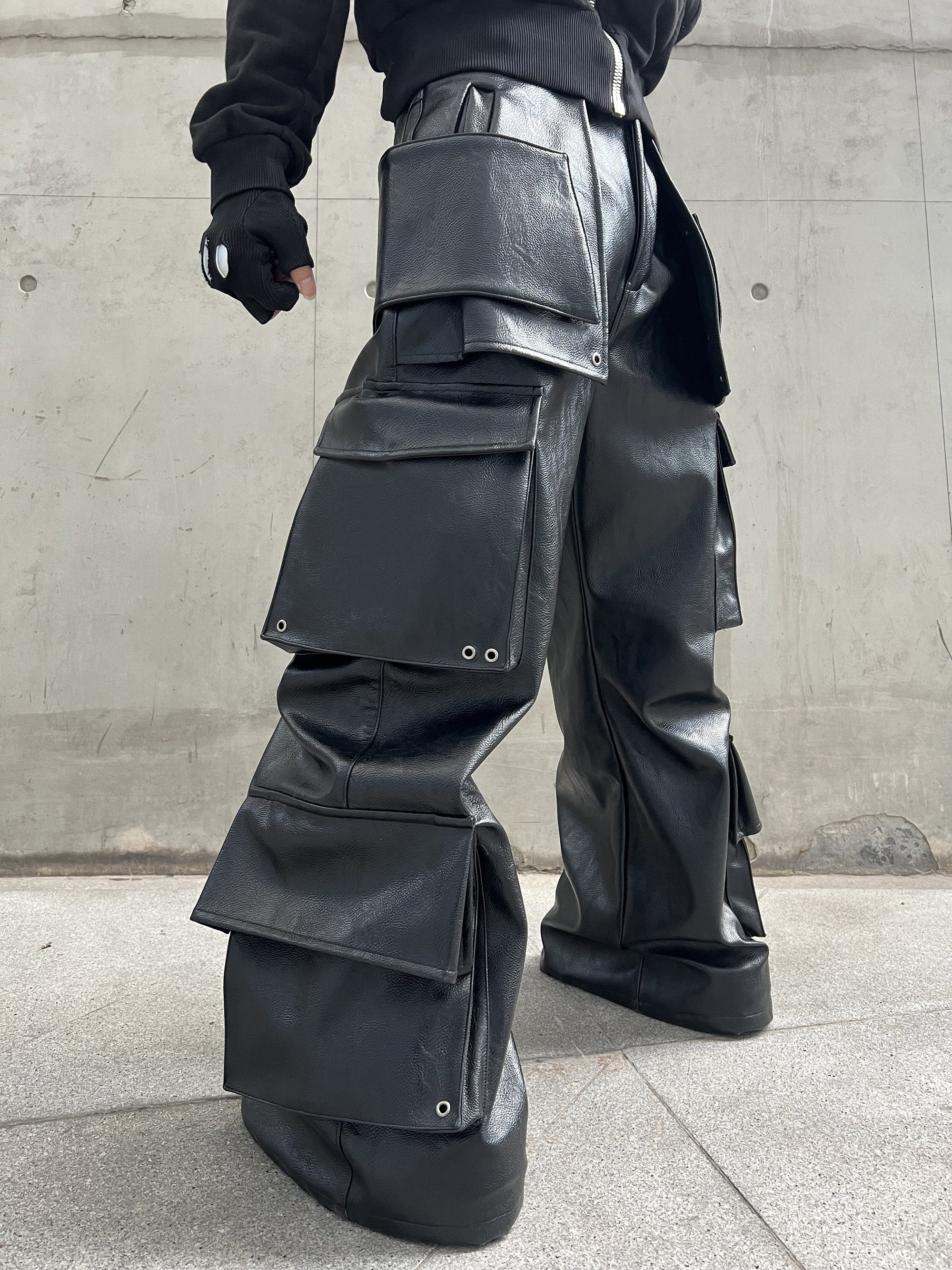 Structured Multi-Pocket Leather Cargos