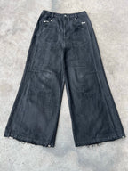 Hand-Waxed Damaged Wide-Leg Pants