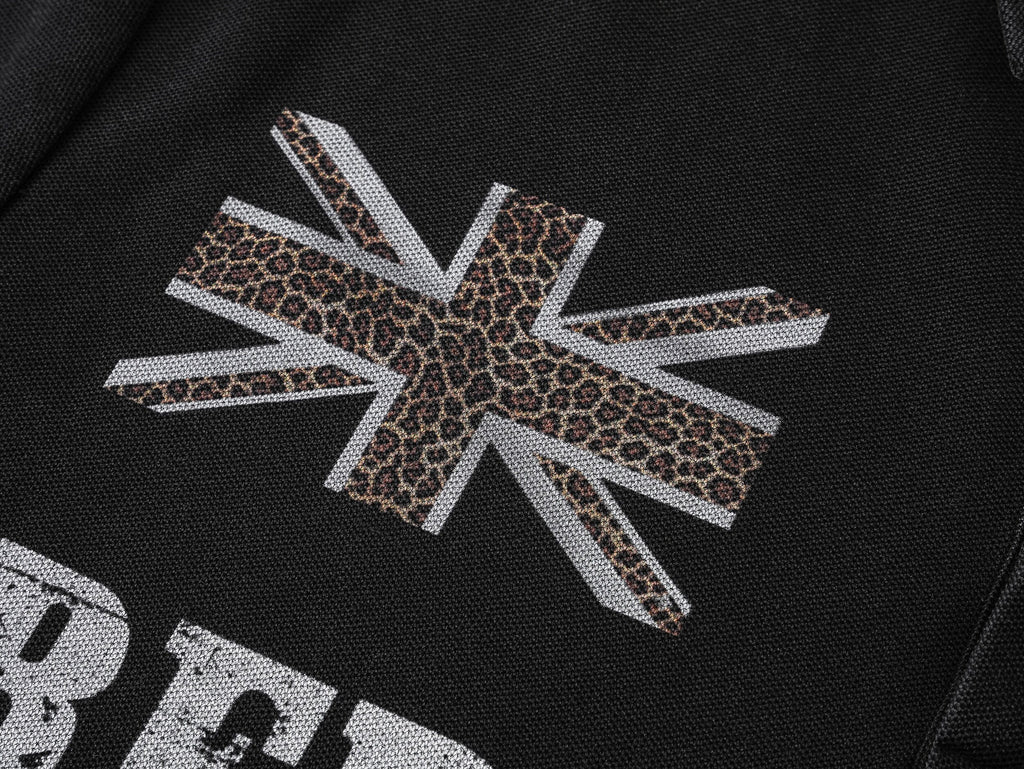 Leopard Flag Print Short Sleeve Polo Tee