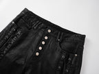 Waxed Straight-Leg Jeans with Wax Coating & Strap Details