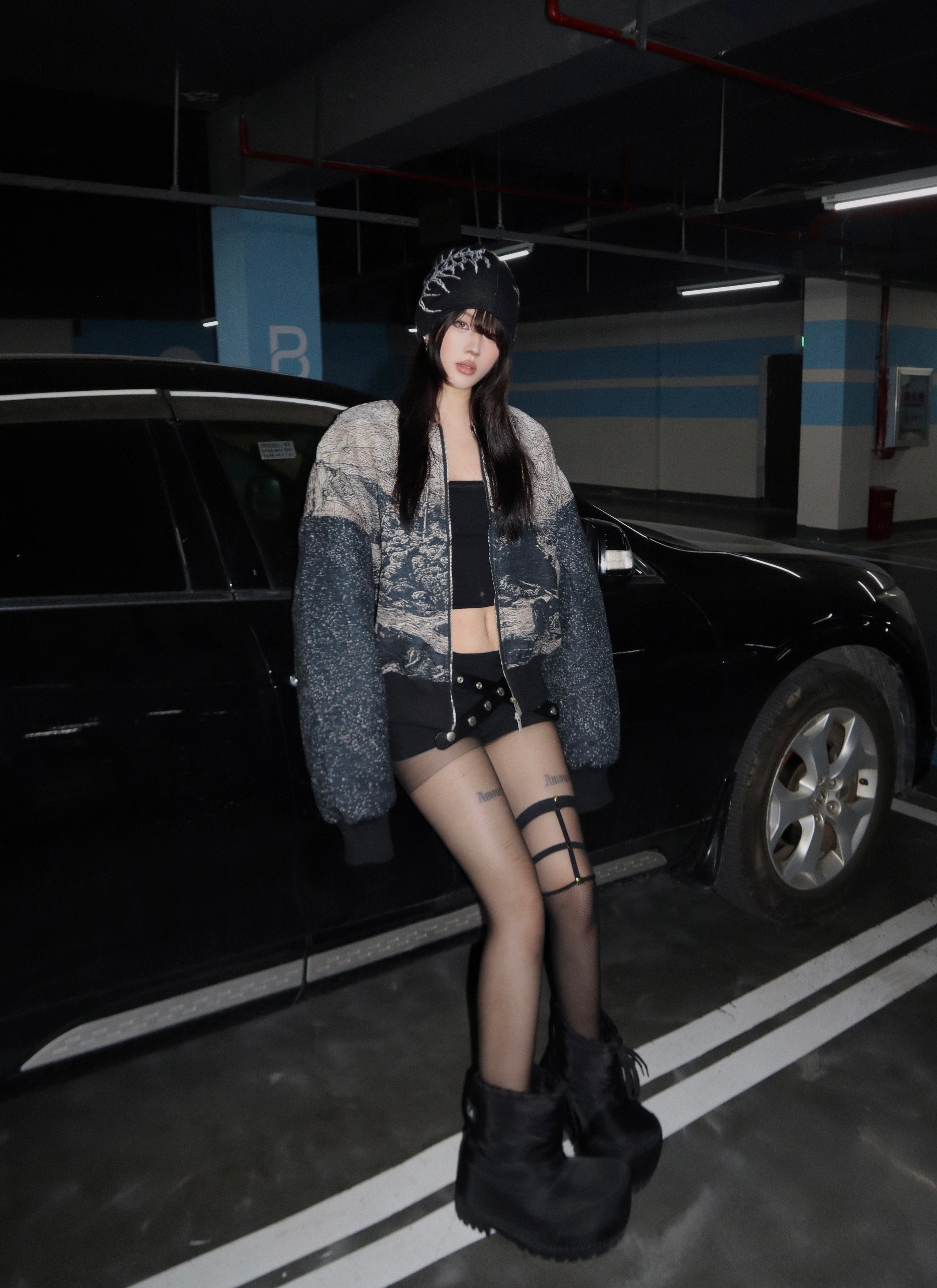 Bone Print Knit Beanie