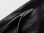 Placket Double-Breasted Stand Collar Leather Jacket