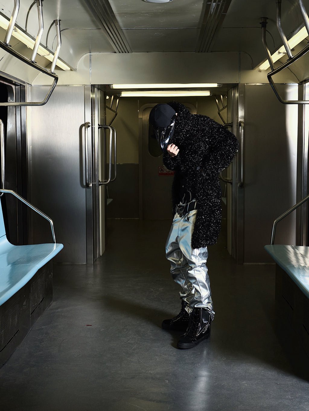 "ф" Silver Liquid Leather Pants