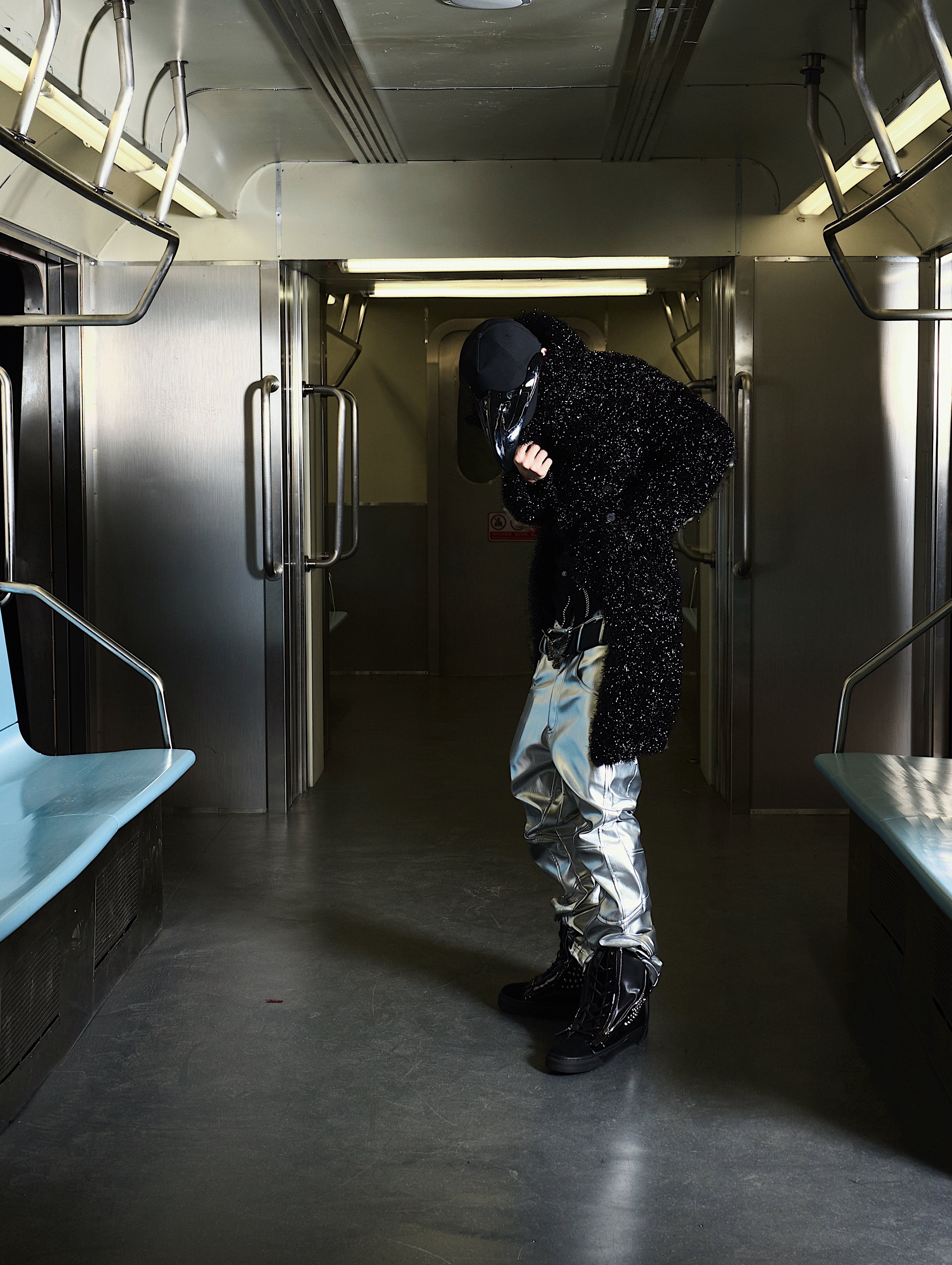 "ф" Silver Liquid Leather Pants