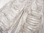 White Distressed Waxed Cropped Wide Leg Pants