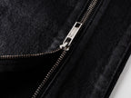 Cross‑Stitch Zip Waxed Denim Flare Pants