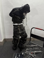 Multi-Waist Coated Biker Pants