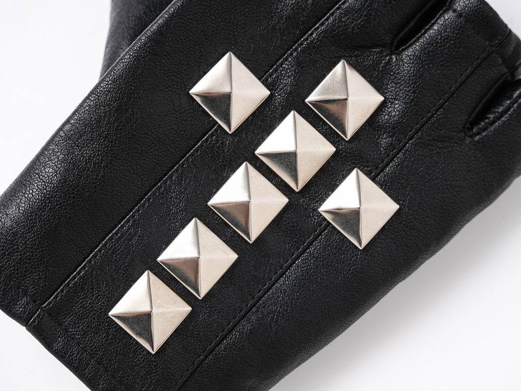 Half Finger Leather Gloves with Cross Studs